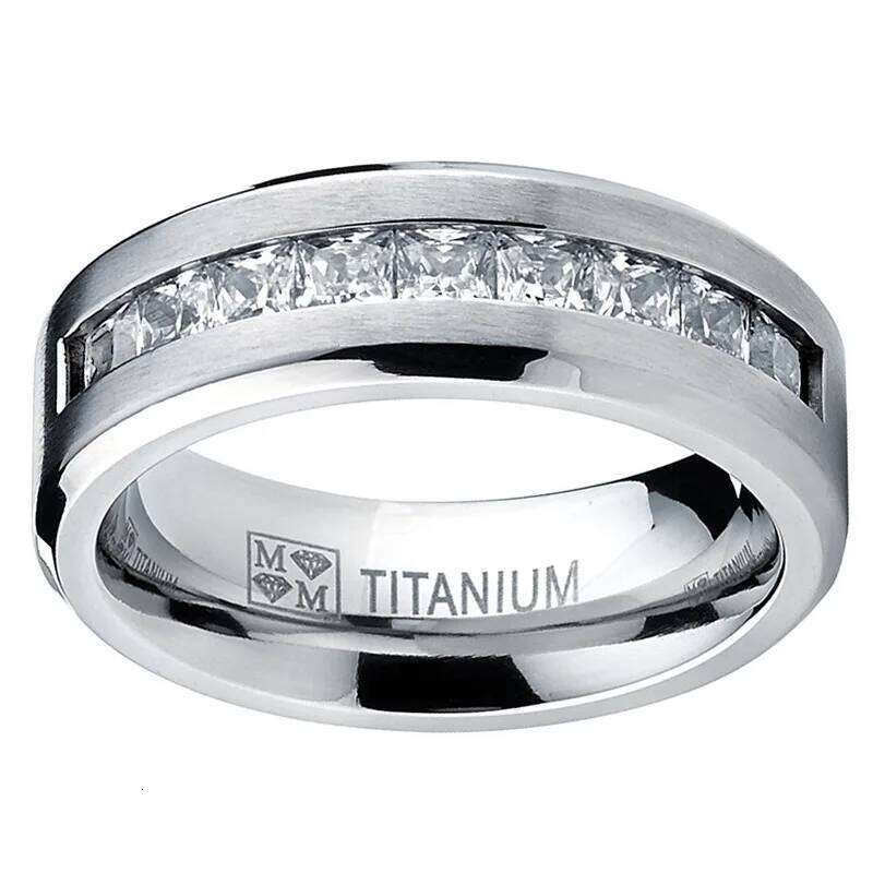 Hot Selling Silver Plated Stainless Steel Rings For Men Square Cubic Zircon Ring Jewelry Accessories Wholesale Size 7-13 XJ260127