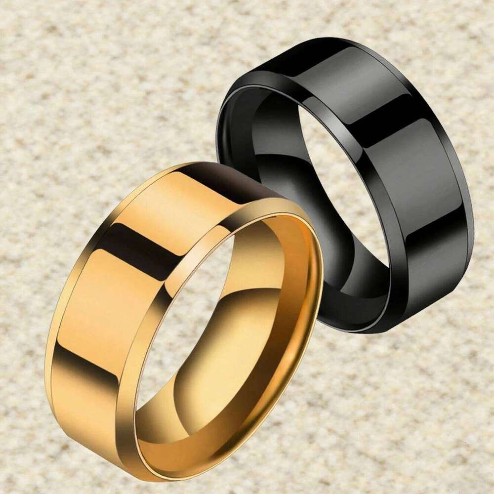 Kissmoon 8mm Width Fashion Simple Classic Stainless Steel Wedding Couple Rings For Women Men Anniversary Festival Jewelry Gifts XJ260127