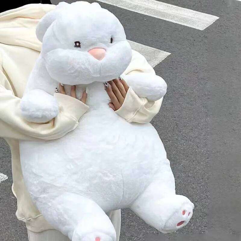 Giant Lazy Rabbit Dolls Soft Plush Cute White Bunny Animal Toys Baby Sleep Pillows Cushion Kids Girl Birthday Gift Kawaii Decor Y260128