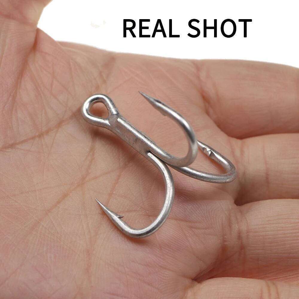 Ellllv 10pcs 3X Strong Treble Hook High Carbon Steel Matte Tin Coated Triple Fishhook Bass Saltwater Freshwater Fishing Tackle Z260128