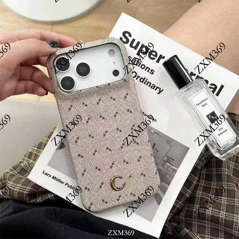 Designer 17 Pro Max Luxury Case with Card Holder for iPhone 16 ProMax 15 14 13 12 11 Plus Cell Phone Cases Leather Mobile Cover Metal