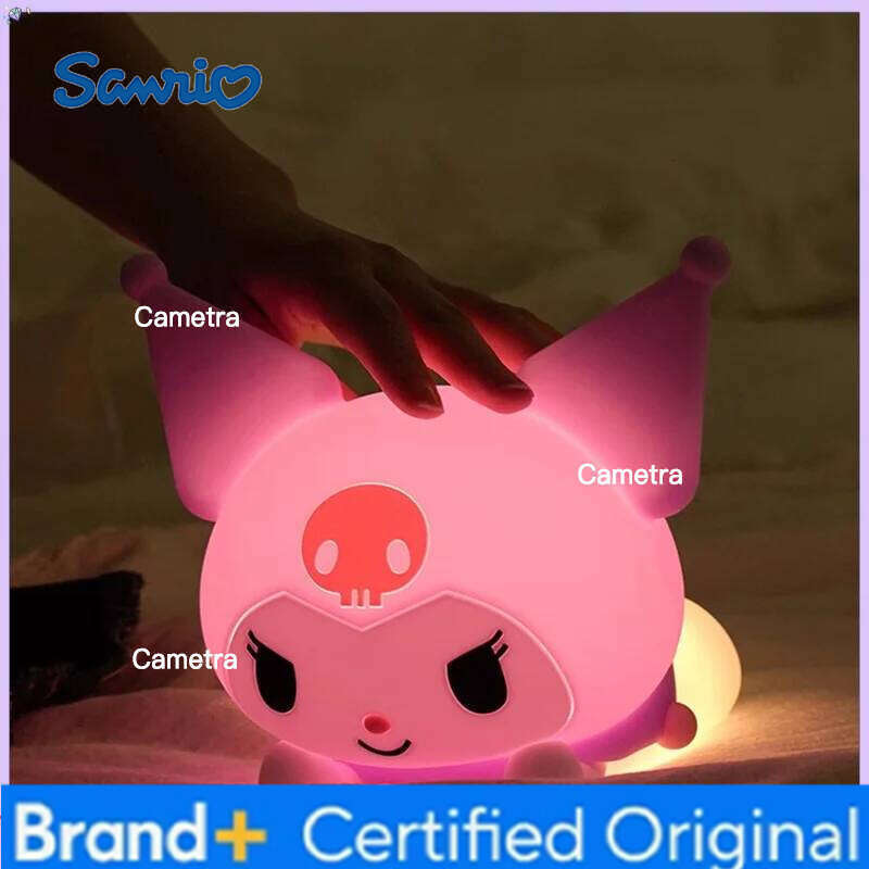 Sanrio Kuromi Lying Posture Patting Lamp Bedside Cartoon Desktop Night Light Decoration Girl Birthday Gift Kids Toy Anime Peripherals H260128