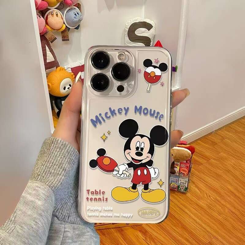 Table Tennis Mickey Compatible with Apple 17 Pro Phone Case iPhone 16 Shockproof 15 Plus European and American 14 Niche 13 S260128