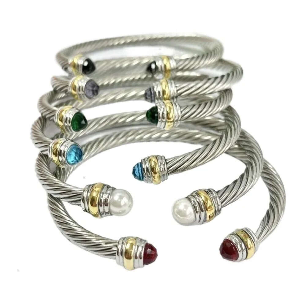 David Yurmon Jewelry Yurmanbracelet Designer Bracelet Twisted Rope 925 Silver Open Bracelet Vintage Pearl Inlaid Bracelet Neutral Niche Luxury Jewelry 9Ed