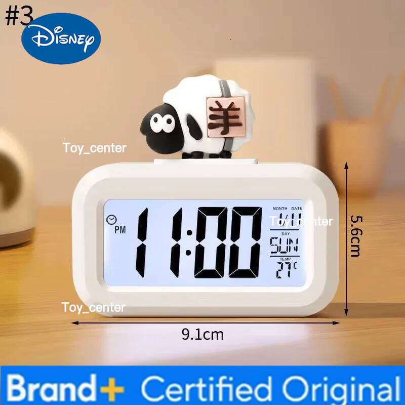 Disney Kawaii Cartoon Pig LED Digital Rome Decor Alarm Clock with Night Light Room Cute Watch Bedroom Bedside Ornaments H260128