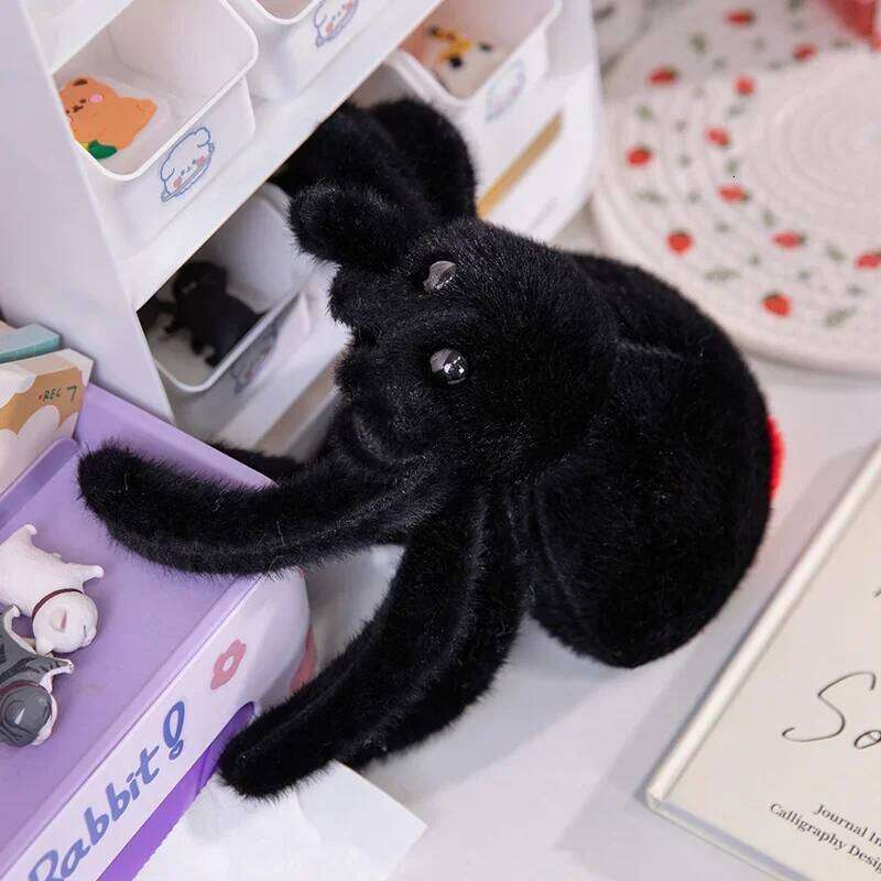 Simulation Animals Realistic Black Plush Toy Soft Stuffed Animal Cartoon Little Spider Plushies Doll for Kids Xmas Gift Y260128
