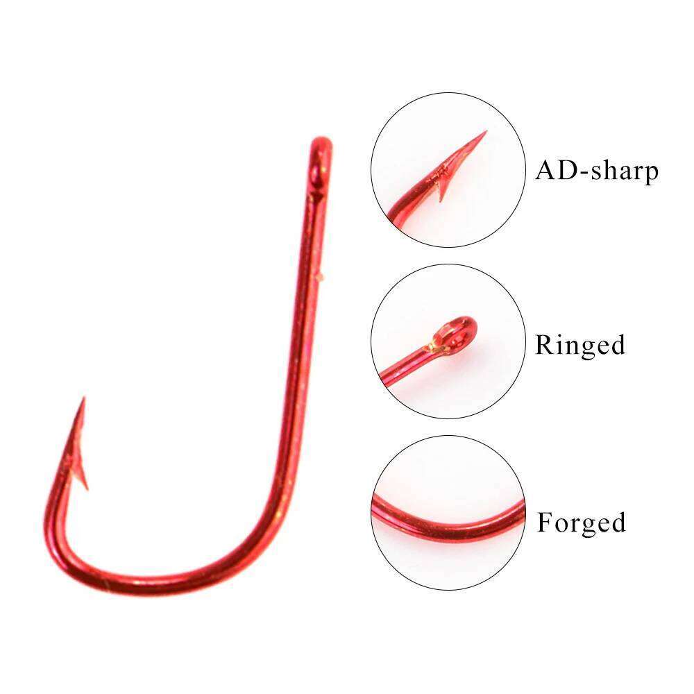 FISH KING 10-50pcs SODE Fishhooks High Carbon Steel Carp Hooks Ringed Barbed Single Hook With Eye For Fishing Z260128