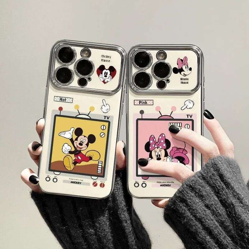 Mickey Minnie Compatible iPhone 17 Case Apple 14 New Cartoon 15 Pro Max Shockproof 6D Large Window S260128