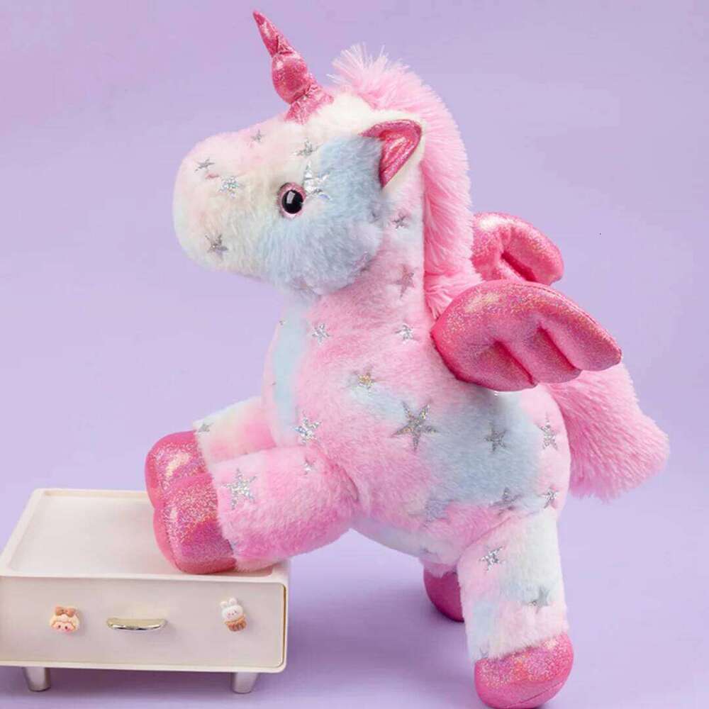 25cm Star Plush Toy Magical Glitter Stuffed Animal with Horn & Wings Soft Cute Unicorn Gift for Girls Kids Birthday Y260128