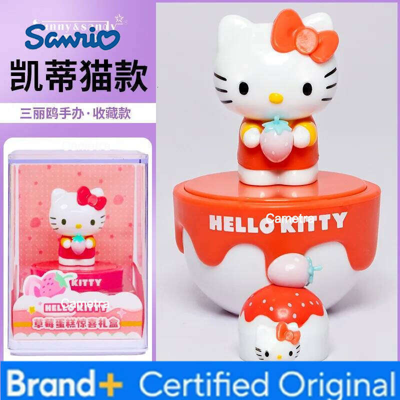 Sanrio Kawaii Figures Toy Strawberry Hello Kitty My Melody Kuromi Anime Model Ornaments Collection Toys Birthday Gifts H260128