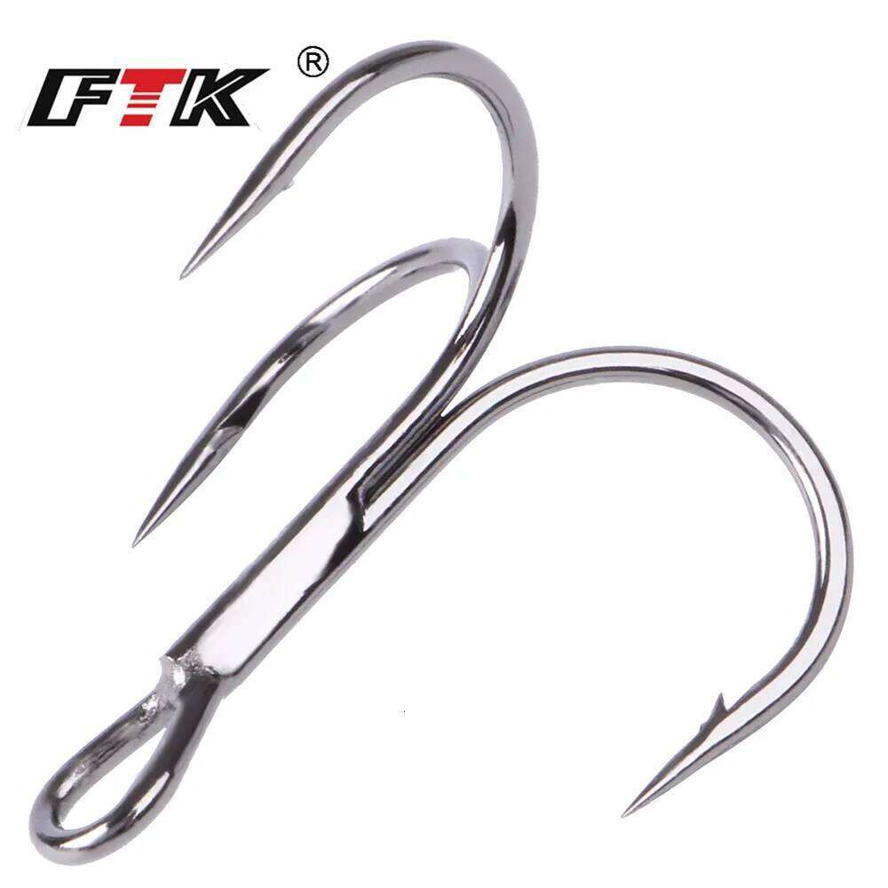 FTK Hook 10-20pcs High Carbon Treble Hooks Super Sharp solid size 3/0#-14# Triple Barbed Steel Fishing bass lure hook Z260128