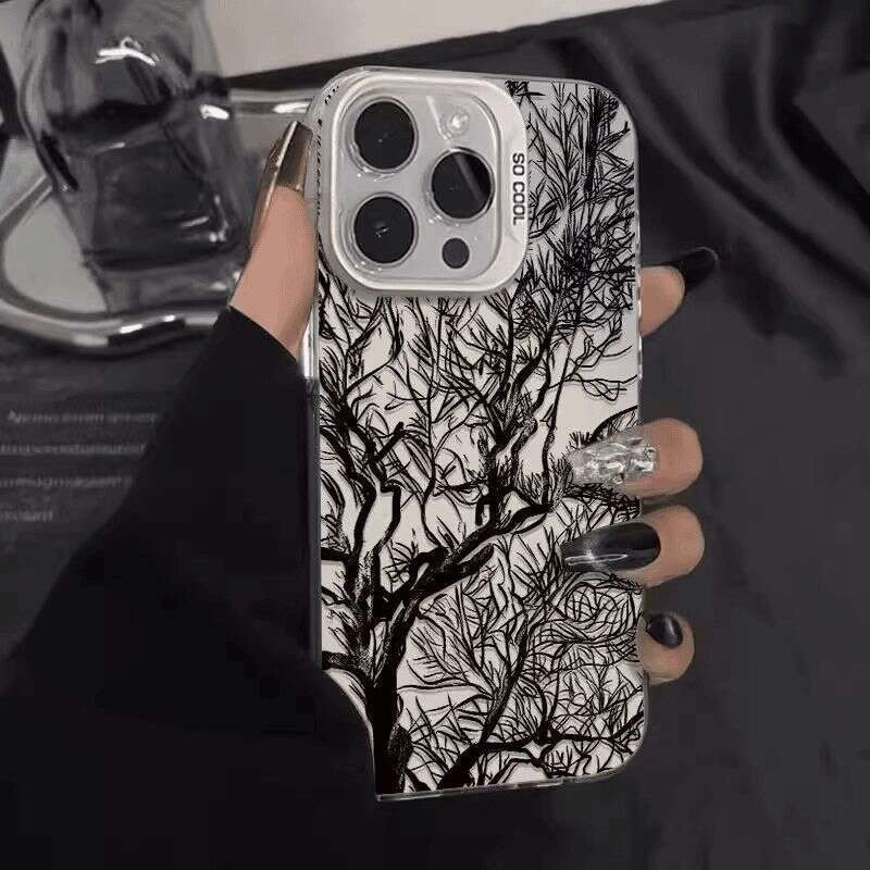 Sketch of a Dead Tree Suitable for Apple 15 Pro Max Phone iPhone 17 Simple 16 Large Hole 14 Hard Case 13/X S260128