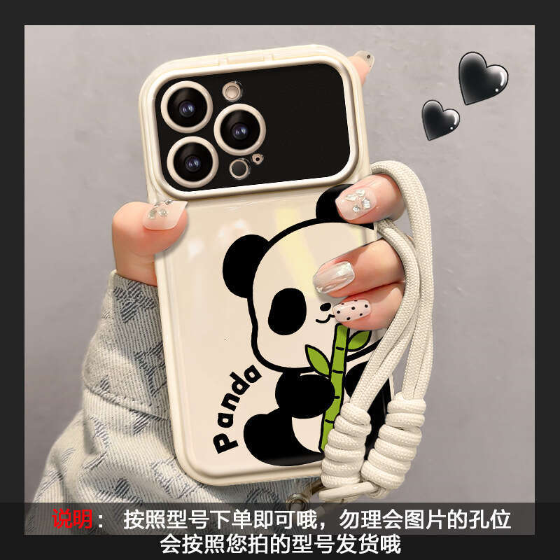 Cute Panda Lanyard Compatible with Apple 13 Pro Max Phone Case 16 Silicone Shockproof 15 Flip Cover Window 11 Full Coverage S260128
