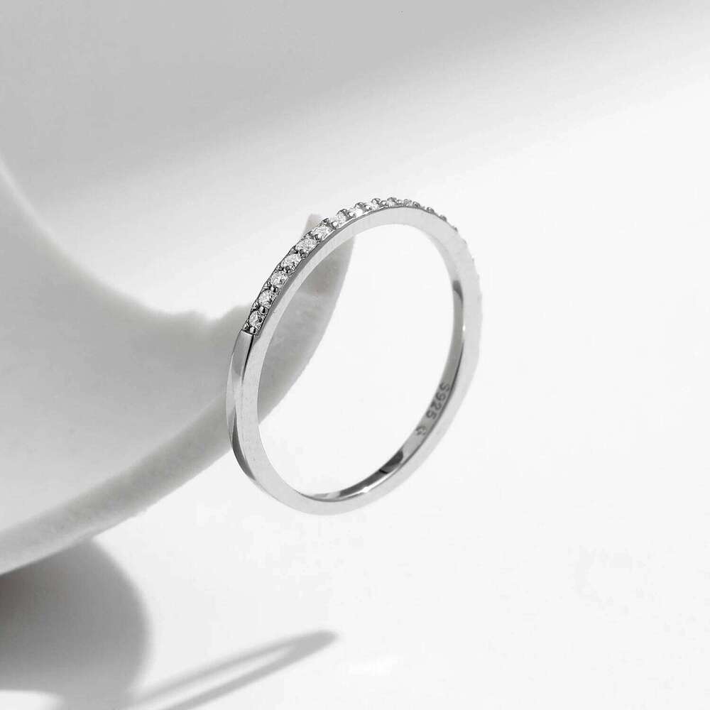 MODIAN 925 Sterling Silver Round Moissanite Stackable Slim Eternity Band Rings For Women Fine Jewelry Accessories XJ260127