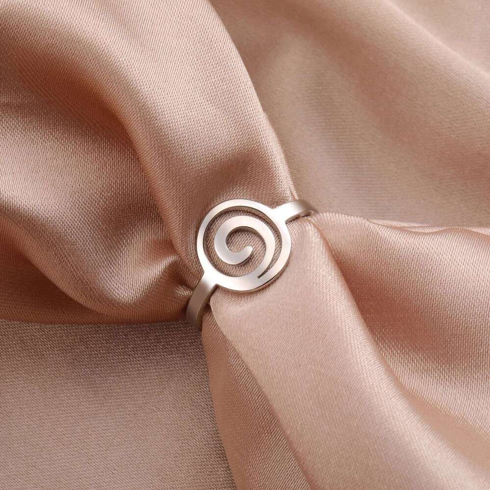 Skyrim Spiral Curl Circle Stainless Steel Ring For Women's Fashionable And Minimalist Birthday Jewelry Gift New XJ260127