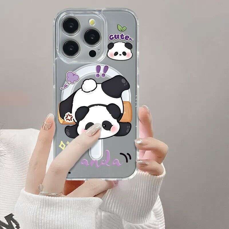Playful Panda Compatible with Apple 17PRO Phone iPhone 16PRO Magnetic 15 Cute 14 Hard Case 13 Adorable S260128