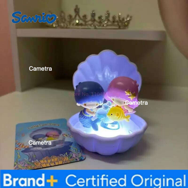 Sanrio Original Mermaid Shell Series Blind Kuromi Hellokitty Melody Kawaii Model Mystery Box Little Twin Star Lamp Kids Gift H260128