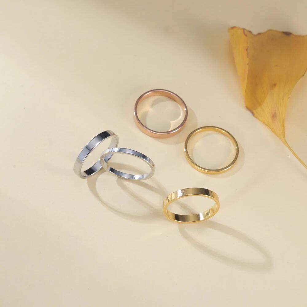 Skyrim Fashion Simple Rings Women Stainless Steel Rose Gold Color Anniversary Ring Jewelry Gift for Lover Wholesale XJ260127