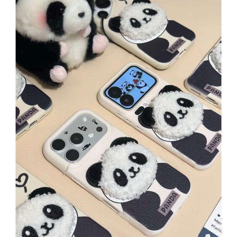 Autumn and Winter Panda Plush Case for Apple 17 Pro Max, iPhone 16/15/14 Full Protection Cover S260128
