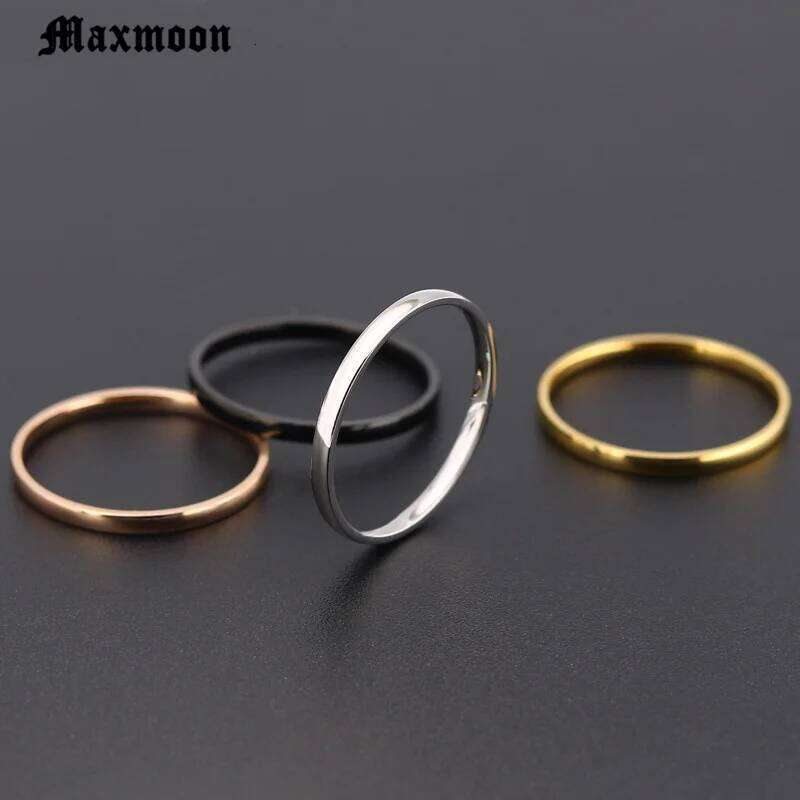 Maxmoon Titanium Simple Wedding stainless steel Rings for Man or Woman Christmas Gift XJ260127