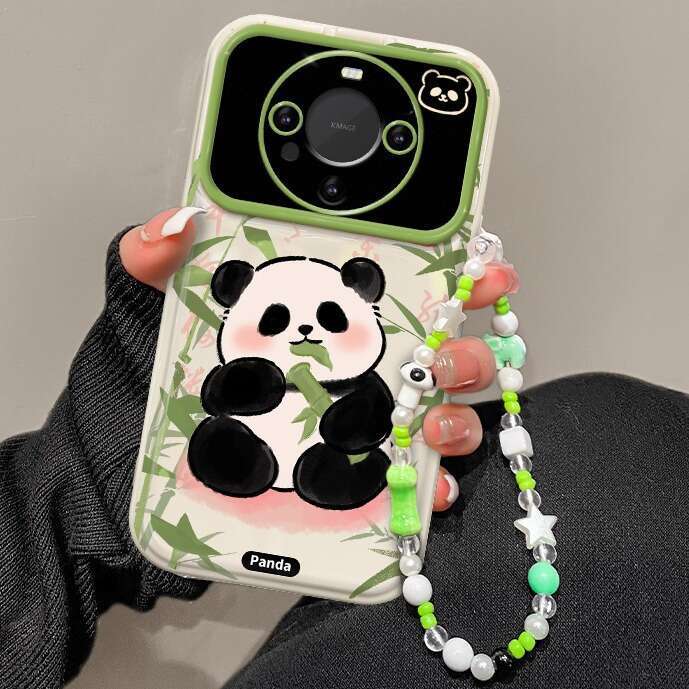 Compatible with Huawei Mate60 Phone Case Vivo S17 Bamboo Forest Panda Chain Oppo Flip Cover Mirror Xiaomi 14 Pro S260128