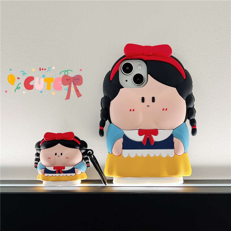 Cartoon 3D Snow White iPhone 14 Plus/13 Compatible 12 Apple 15 Pro Max Phone Case Shockproof S260128