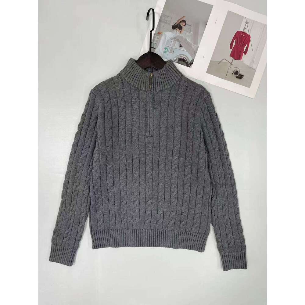 2026 Embroidered Half Zipper Knitted Stand up Collar Loose Lazy Style Pure Cotton Long Sleeve Women's Knitted Sweater