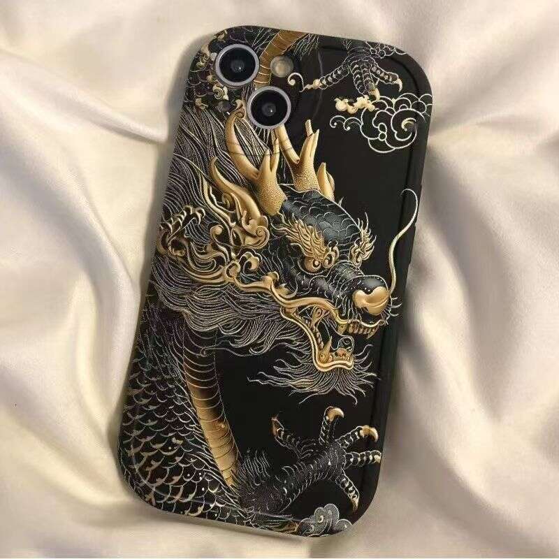 Chinese Golden Dragon Solid Color Chubby Girl Compatible with Apple 16 Phone Case 15 Pro Max Shockproof 14 Plus Simple 1 S260128