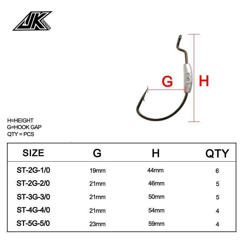 JK ST 2-5g Jig Head 2X Strong Black Nickel Rust Resistance Saltwater Weighted Worm Barbed Fishhook Z260128