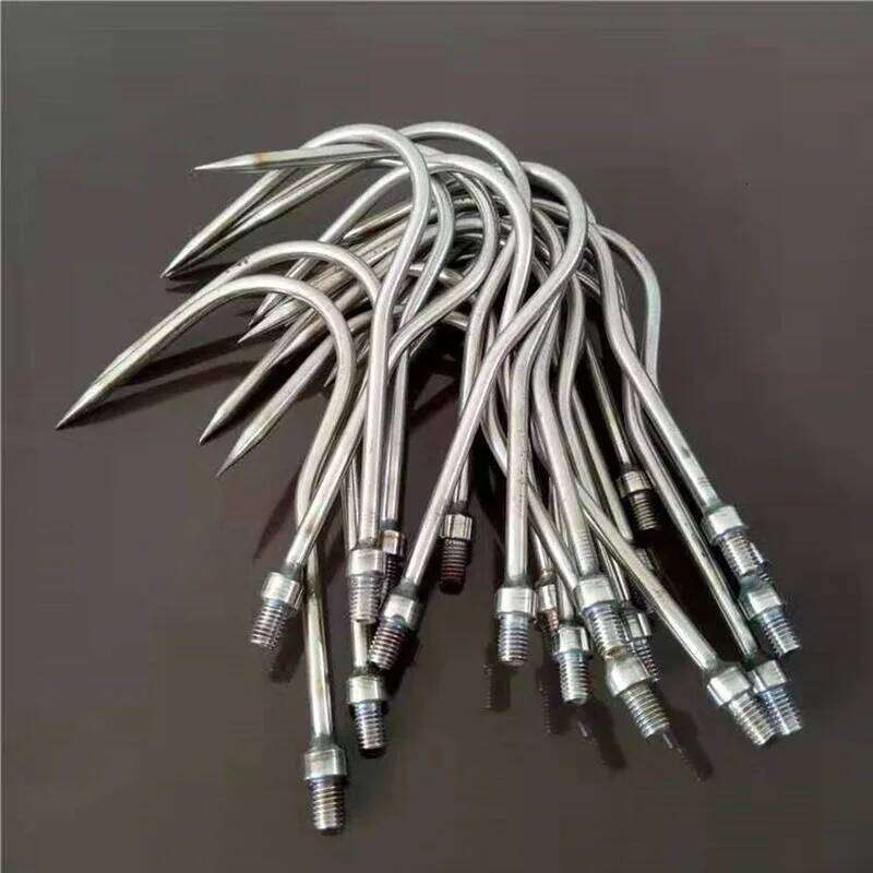 Winter ice curved large fishhooks stainless steel fishing no barbs anchor rolling hooks tools Z260128