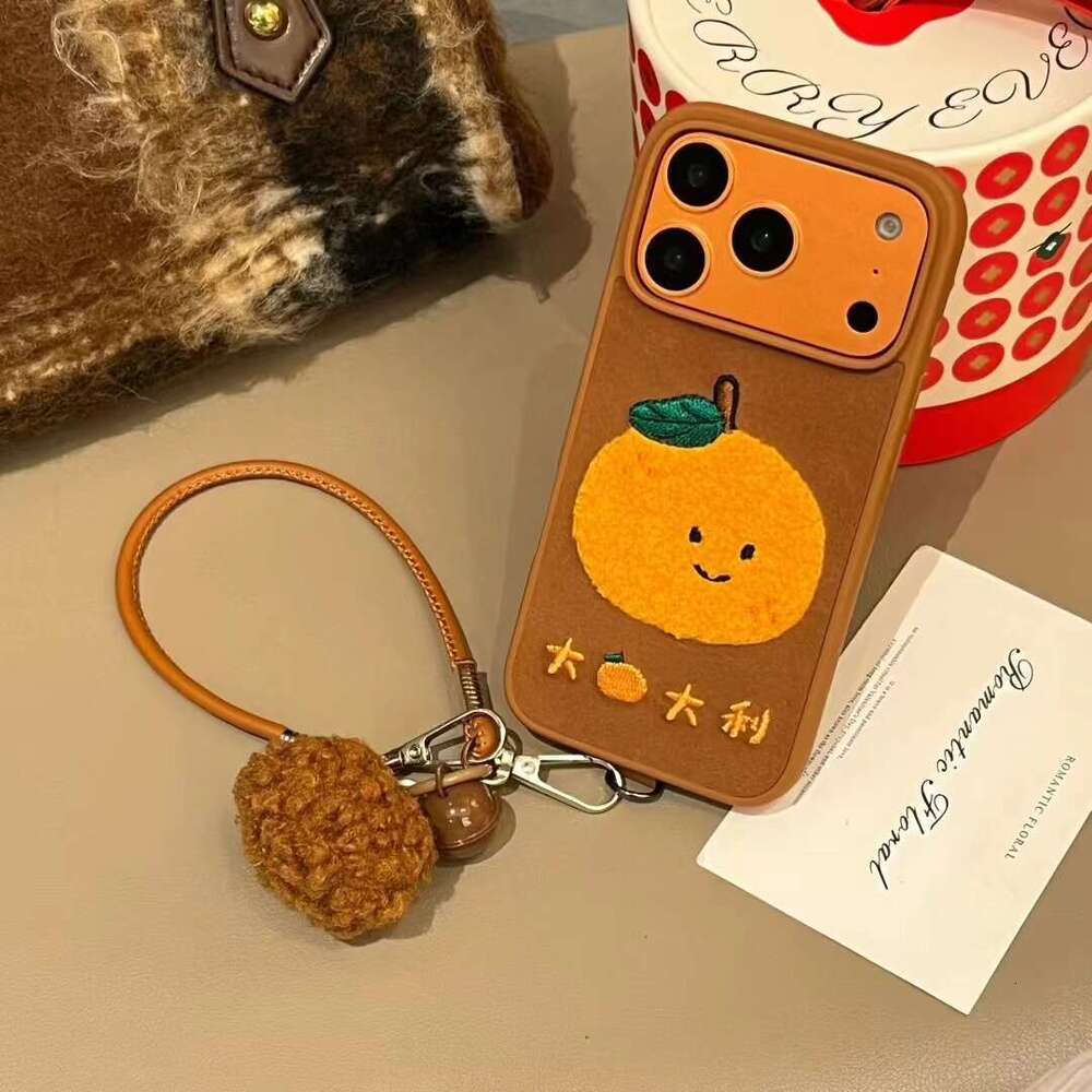 Compatible with iPhone 17 Pro Max Year of the Horse New Phone Apple 16 Red Lucky Embroidered Lanyard Case S260128