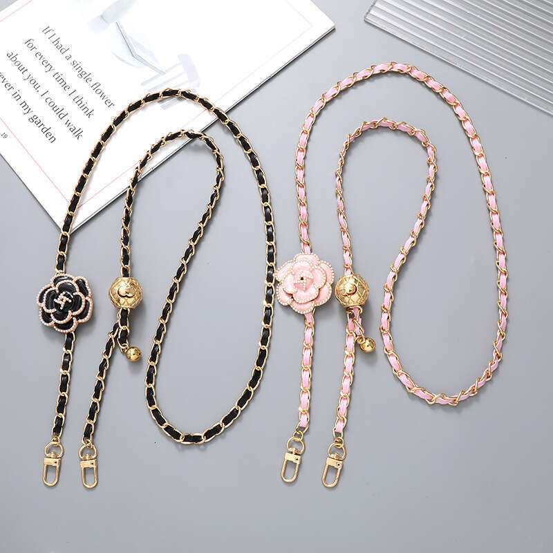 Camellia Crossbody Bag Chain Adjustable Strap Leather Pendant Hand-Woven Replacement Chain