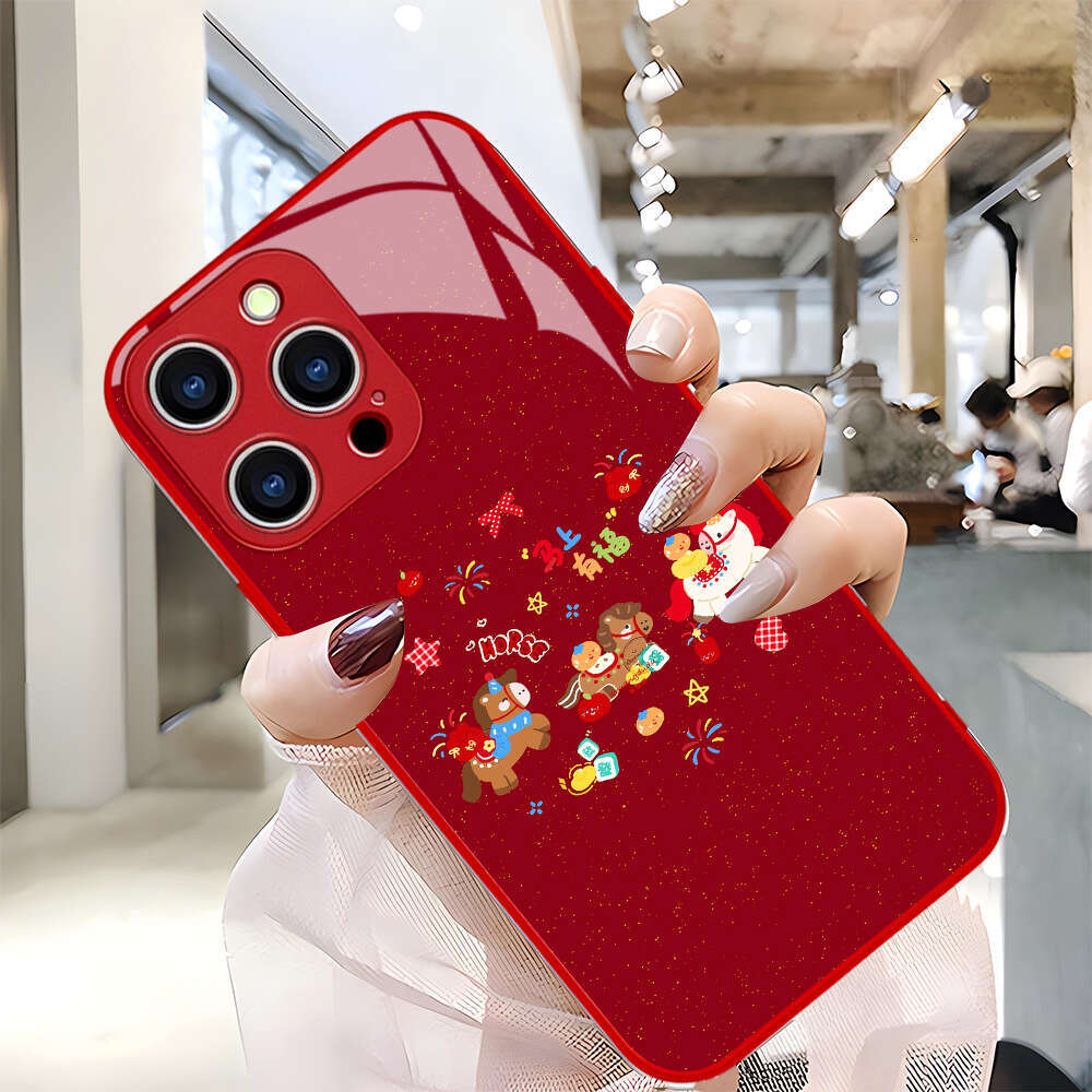 2026 Phone Apple 17pm Red Glass iPhone 17 Year of the Horse New Creative Protective Hard Case S260128 5b4