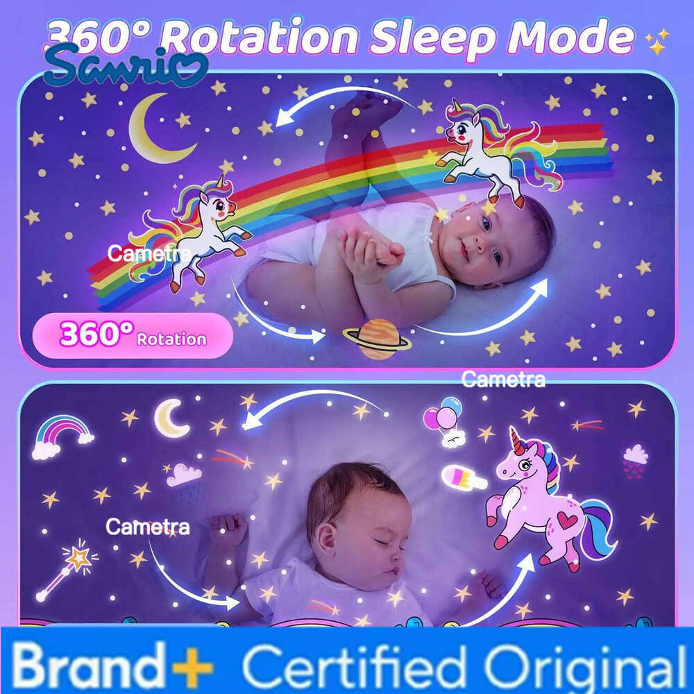 Sanrio Cartoon Rabbit Projection Bedside USB Charging Rotate Projector Night Light with Speaker for Home Room Decor Kids Gifts H260128