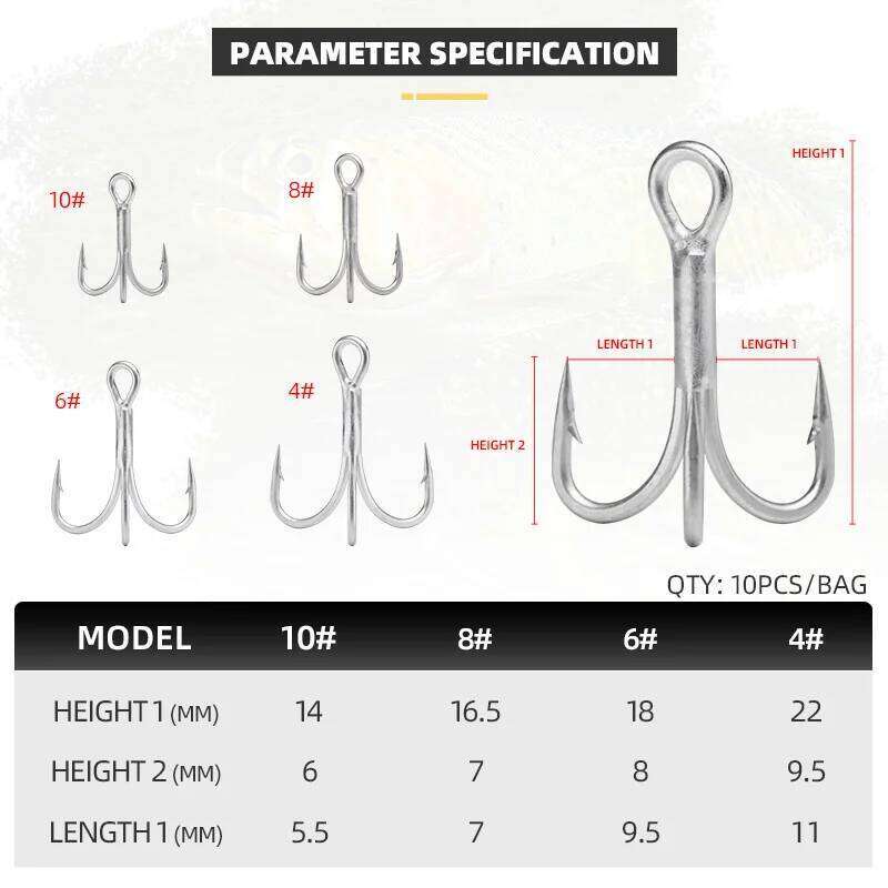 BLUX 2X Strong O'SHAUGHNESSY Treble Hooks 4# 6# 8# 10# 10pcs/lot Matt Tin Saltwater Fishing Lure Sharp Fishhook Terminal Tackle Z260128