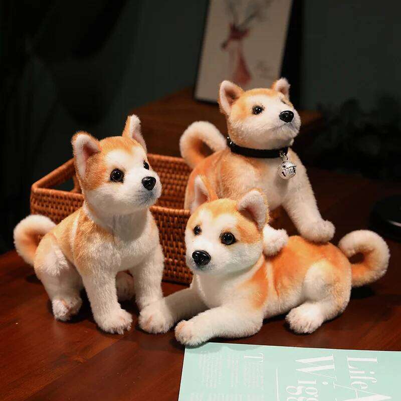 Lifelike Akita Dog Stuffed Animal Plush Toy Cute Simulation Puppy Shiba Inu Fluffy Appease Baby Doll Birthday Gifts For Children Y260128