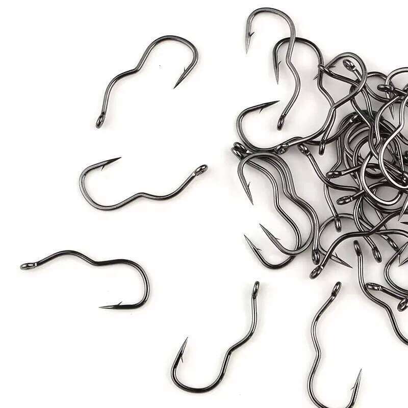 50 Pcs Durable Automatic Flip High Carbon Steel Fishhook With Eye Anti Slip Hook Sharp Barbed Fishing Tackle Accessories Z260128