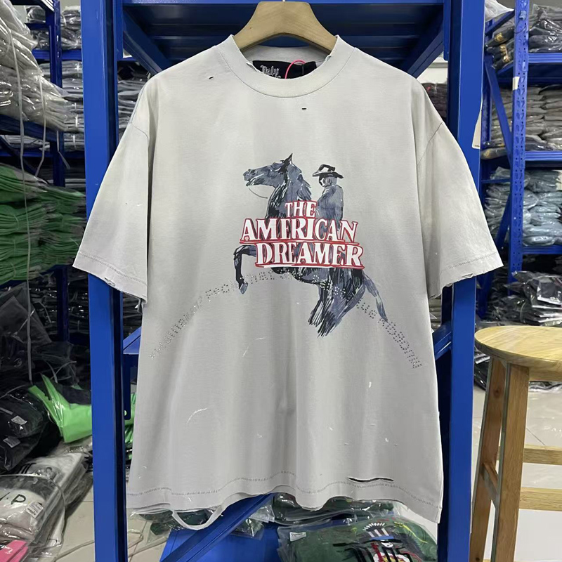 Vintage Wash Heavy Tee American Street Art Graphic Distressed T-Shirt for Men Women 26ss 0128