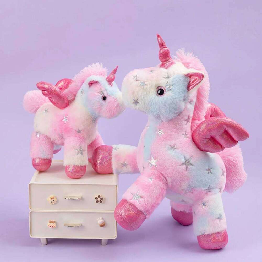 25cm Star Plush Toy Magical Glitter Stuffed Animal with Horn & Wings Soft Cute Unicorn Gift for Girls Kids Birthday Y260128
