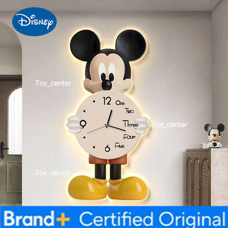 Disney Mickey Mouse Fashion Cartoon Wooden Silence Living Room Bedroom Desktop Clock Ornaments Home Decor Gifts H260128