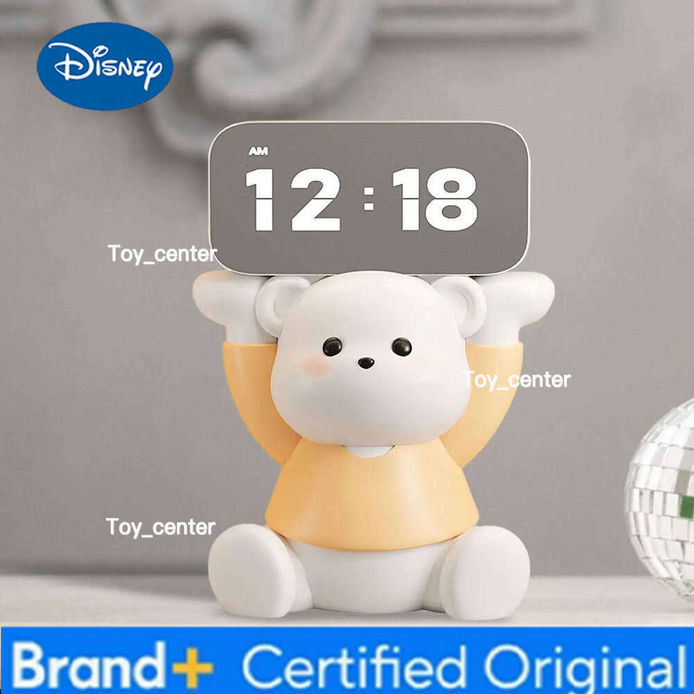 Disney Cute Kids Desk Gift Bear LED Digital Clock Resin Figurine Animal Sculpture for Bedroom Dorm Farmhouse Nursery Boys Girls H260128