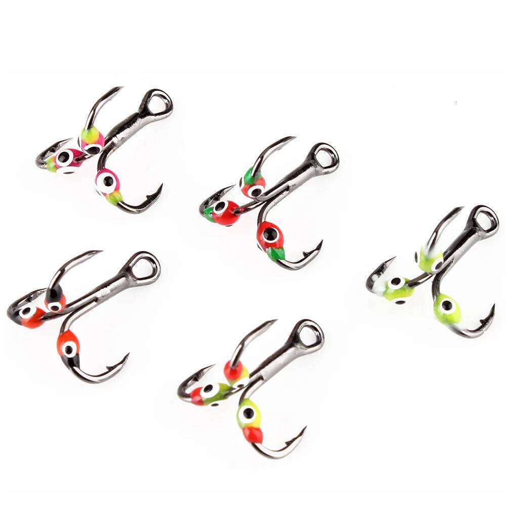 FISH KING 0.4/0.6/0.8g Ice Hooks Hard Lure High Carbon Steel Barbed Treble Fishhooks For Winter Carp Bass Fishing Z260128