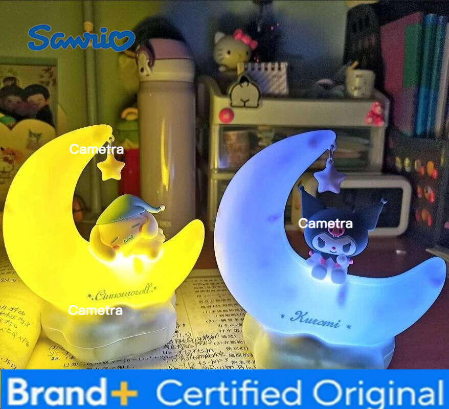 Sanrio Kuromi Cinnamonroll Moon LED Kawaii 3D Cartoon Ornament Cute Beauty Bedroom Night Light Bedside Decor Lamp Gifts H260128