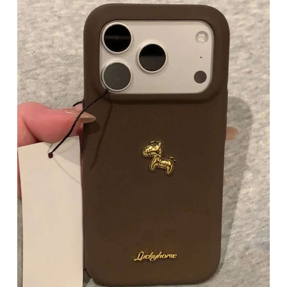 New Year 3D gold Pony Compatible with Apple 16/17 Pro Phone Case IP15 Leather Texture 14 Festive 13 Unisex 12 S260128