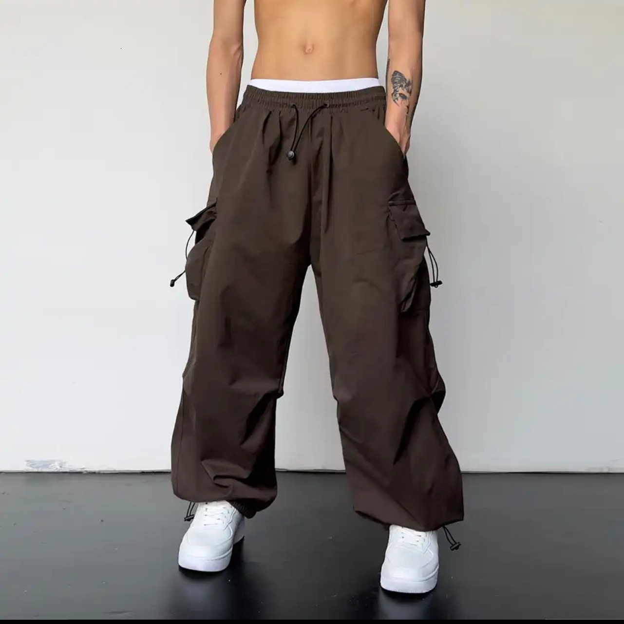 Women's Pants Capris HOUZHOU Y2K Pink Cargo Parachute Pants Oversize Hip Hop Jogging Sweatpants Egirl 90s Aesthetic Vintage Wide Leg Trousers Fem