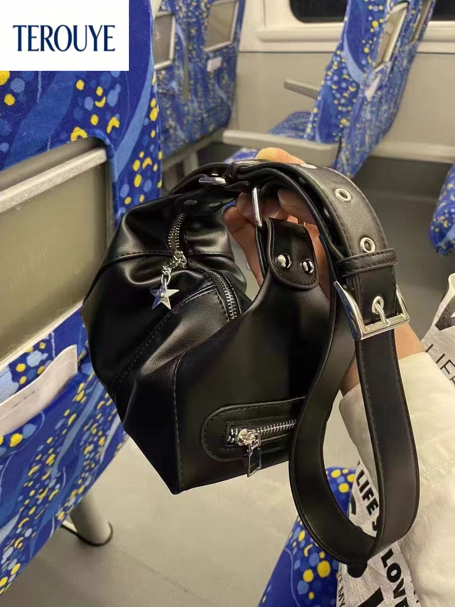 TEROUYE Autumn/Winter New Spicy Girl Style Motorcycle Bag Trendy Fashion Versatile bag Style Retro bag Women's Shoulder Bag