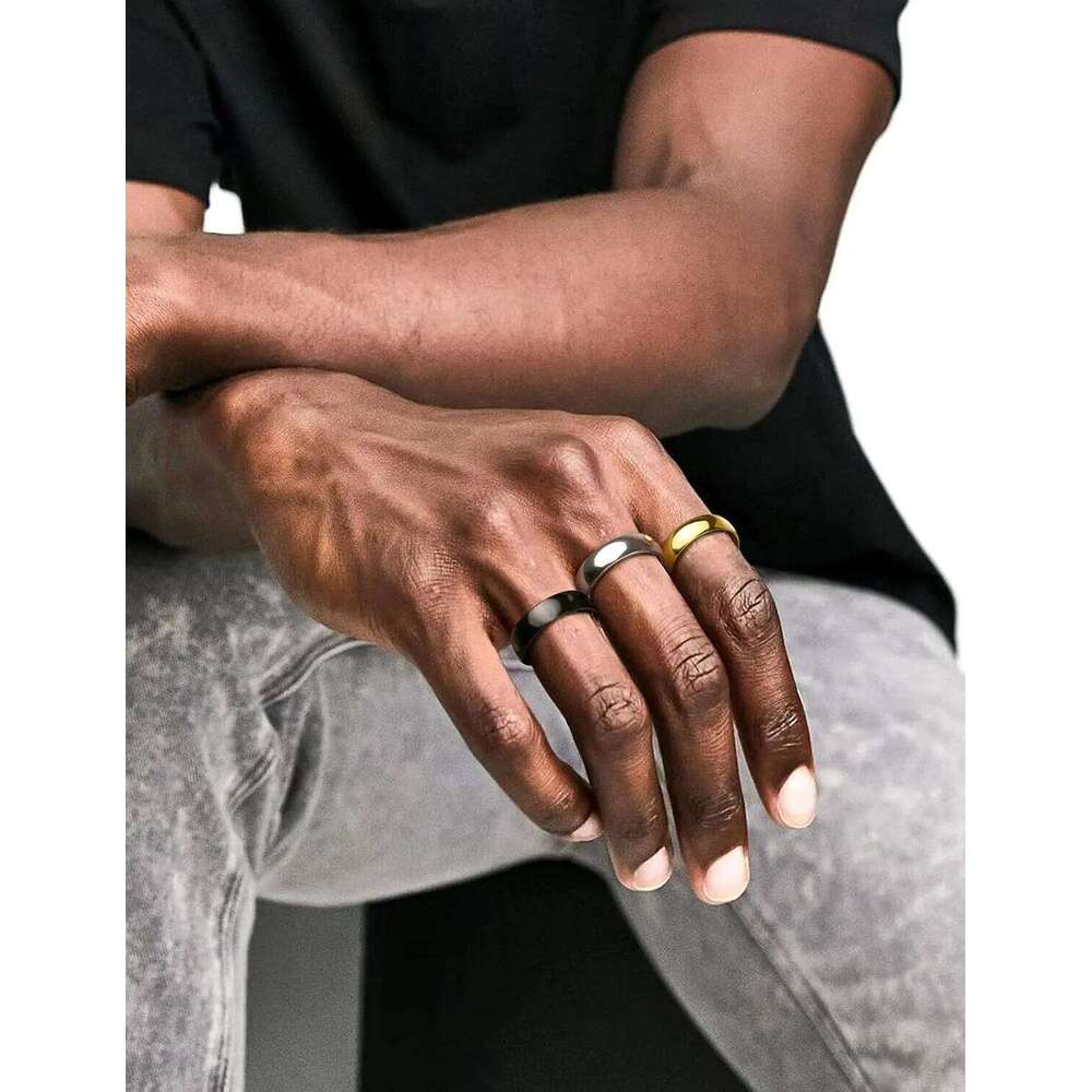 Stainless Steel for Men Women 6MM 8MM Band Rings Domed High Polished Basic Wedding Bands Comfort Fit Size 6-14 XJ260127