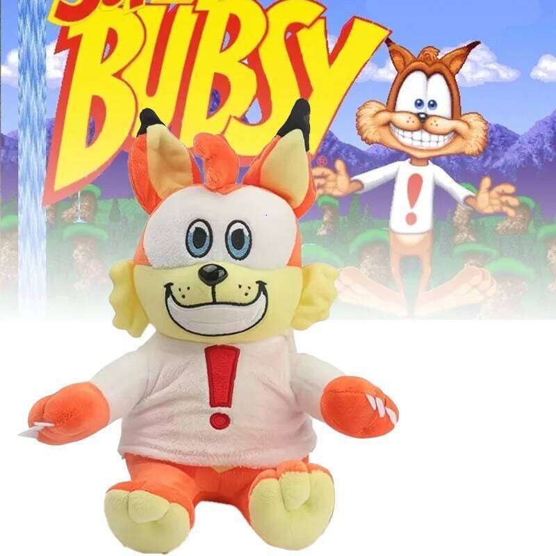 25CM Cute Bubsy Plush Toy Funny Cartoon Orange Cat Game Anime Figure Movie Peripheral Animal Fox Pillow Gifts for Kids Y260128