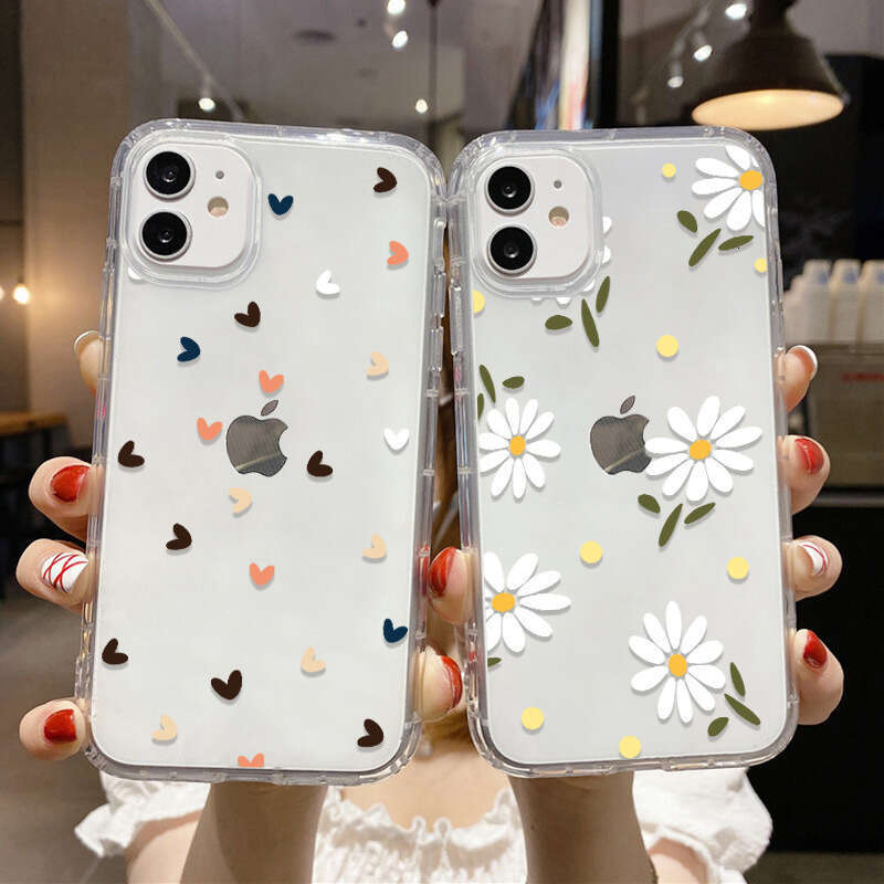 Flower Ins Style Suitable for iPhone 15 Pro Max Airbag Phone Case 14/13 Shockproof 12 11 Trendy Rose Print S260128