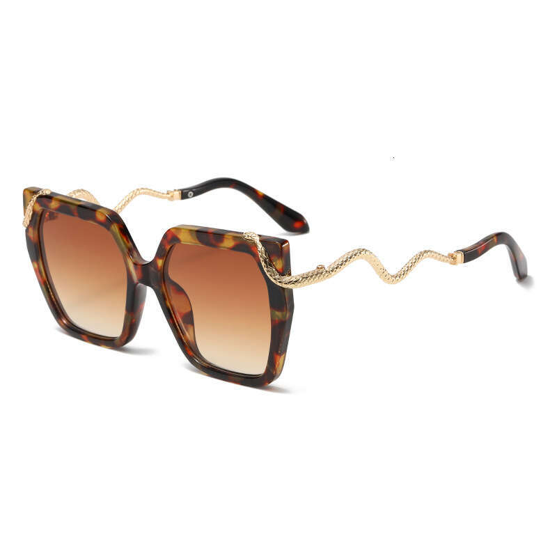 Metal Sunglasses Snake Pattern Mirror Leg 1 Large Frame Retro Square Unisex for Driving and Outdoor Activities Gift High Quality Texture